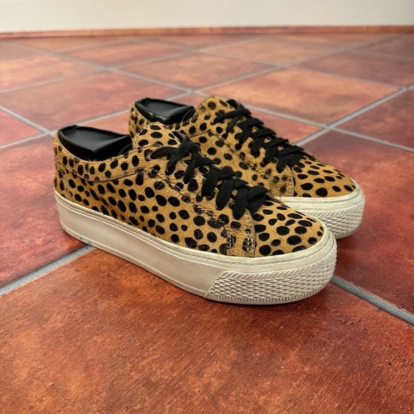 Loeffler Randall Shoes - Loeffler Randall Calf Hair Cheetah Print Platform Sneakers Size 7.5